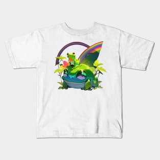 Frog double rainbow Kids T-Shirt